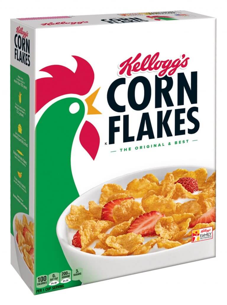 corn flakes cereal box packaging